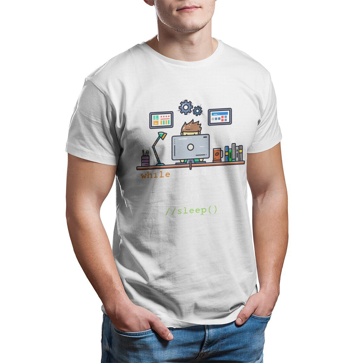 Fun Programmer Computer T-shirt Round Neck Women's Short Sleeve Clothes T-shirt ShoppingLife.site