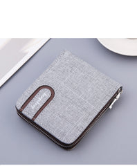 Men's Short Wallet Men Wallet Zipper Wallet Canvas Small Wallet Multi-function Dollar Multi-card Slot ShoppingLife.site