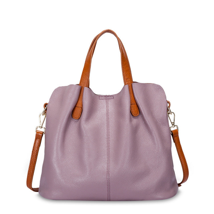 Leather bag women's mother bag soft leather tote bag ShoppingLife.site