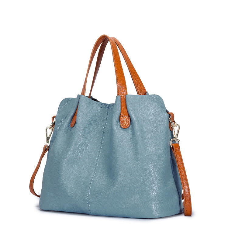 Leather bag women's mother bag soft leather tote bag ShoppingLife.site