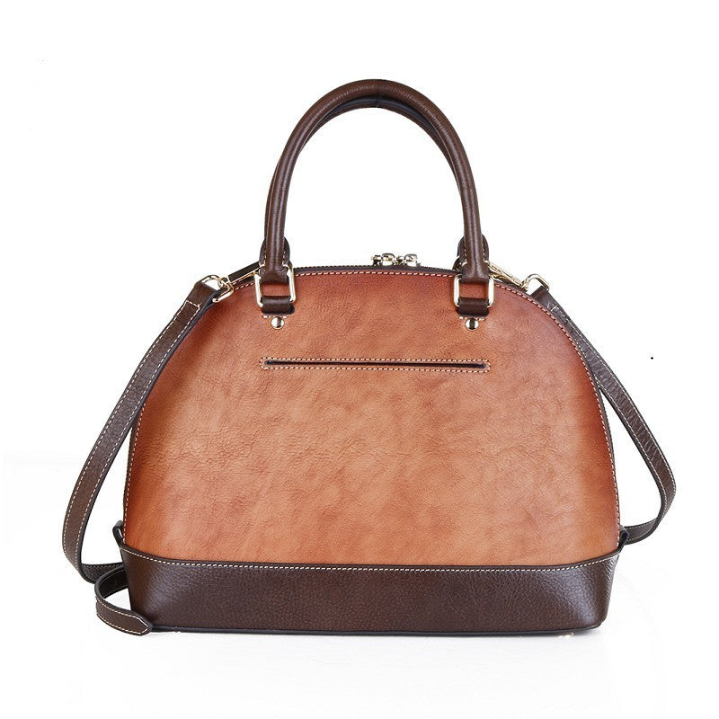 The First Layer Cowhide Bag Rose Embossed Leather Handbag Portable Shell Bag ShoppingLife.site