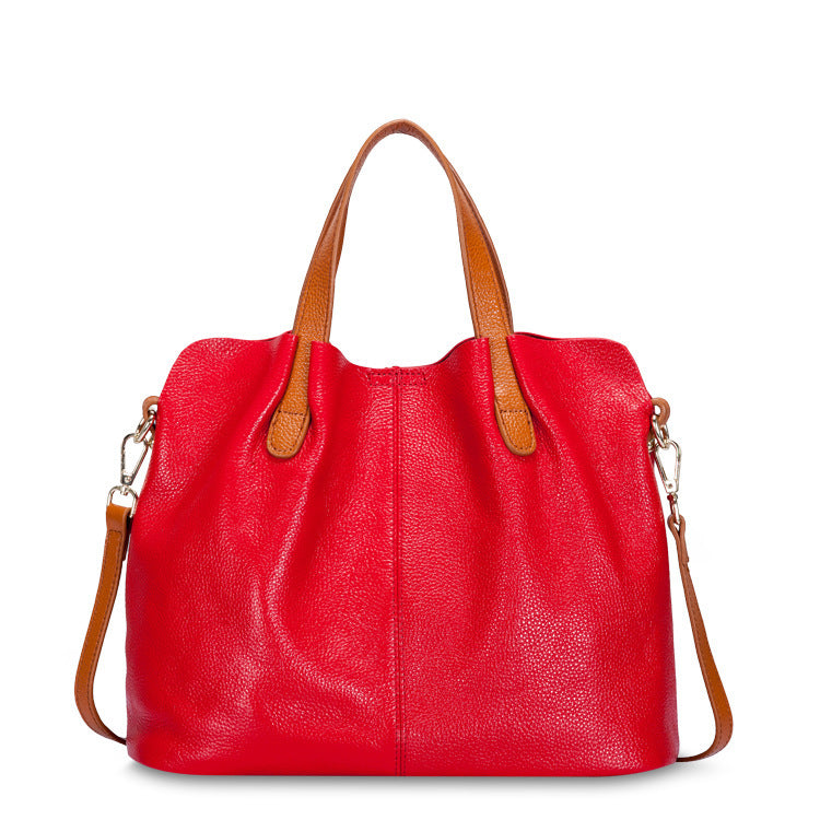 Leather bag women's mother bag soft leather tote bag ShoppingLife.site