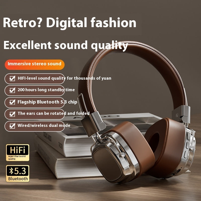 Retro Wireless Bluetooth 5.3 Head-mounted Dynamic Bass Boost Headset ShoppingLifes.com