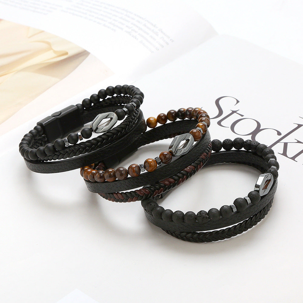 Diamond Natural Stone Stainless Steel Bracelet ShoppingLife.site