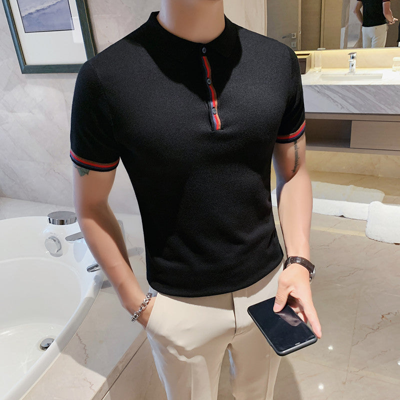 Men's Short Sleeve British Slim-fitting Lapel ShoppingLife.site