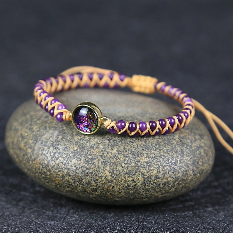 Starry Universe Purple Natural Stone Woven Yoga Bracelet ShoppingLife.site
