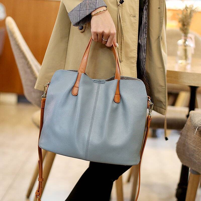 Leather bag women's mother bag soft leather tote bag ShoppingLife.site