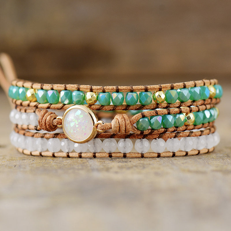 Synthetic Opal Crystal 3-layer Wrap Bracelet ShoppingLife.site