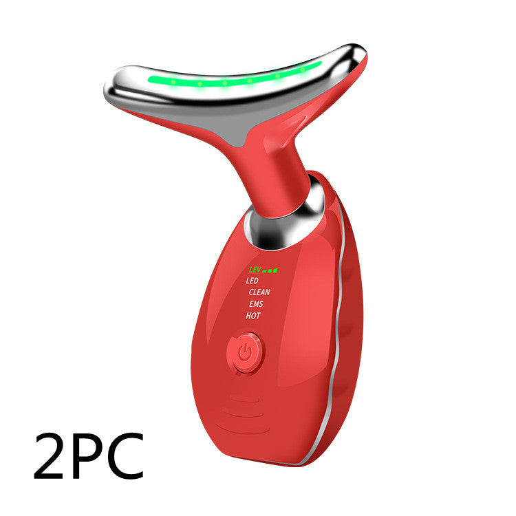 Neck Face Beauty Device Colorful LED Photon Therapy Skin Tighten Reduce Double Chin Anti Wrinkle Remove Lifting Massager ShoppingLife.site