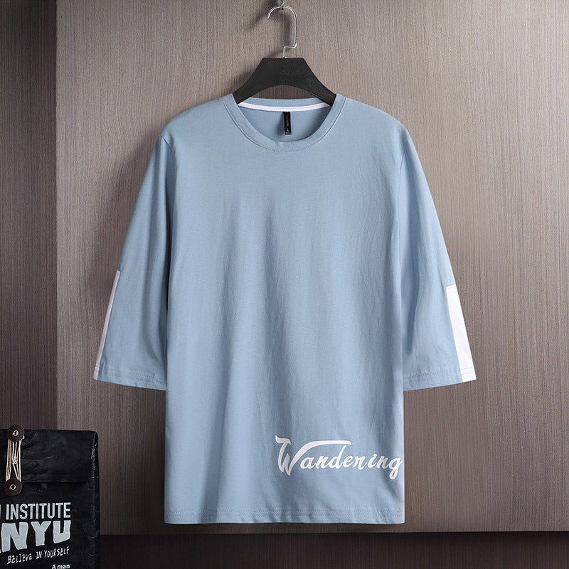 Short-sleeved Men's T-shirt Summer Compassionate Five-point Sleeve 7-seven Points ShoppingLifes.com