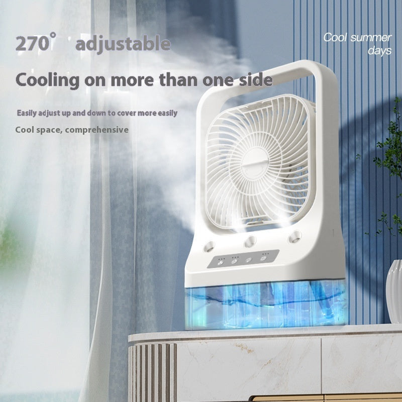 Household Cooling Fan Usb Rechargeable Head Adjustable Air Cooling Water Cooled Air Conditioning Tank Low Noise Air Cooler Fans ShoppingLifes.com