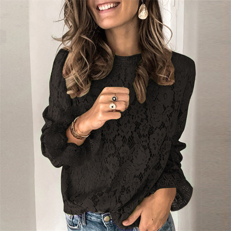 Hollow lace shirt womens clothing ShoppingLifes.com