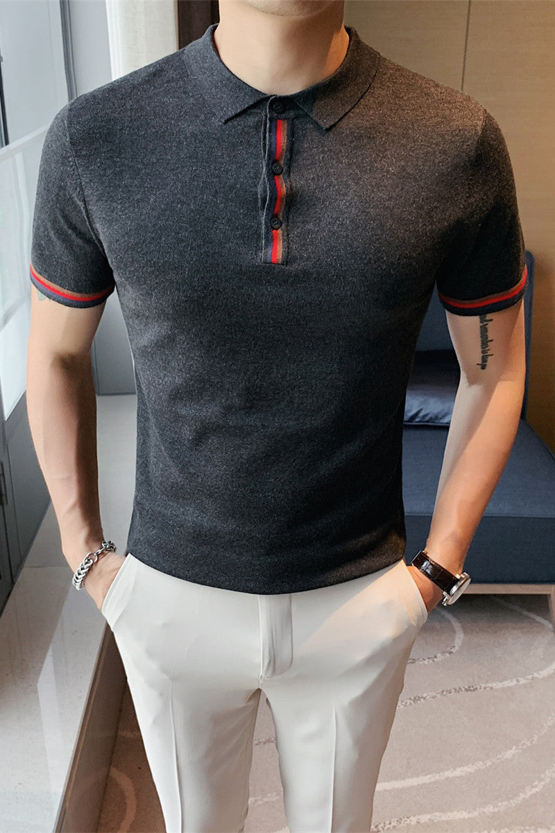 Men's Short Sleeve British Slim-fitting Lapel ShoppingLife.site