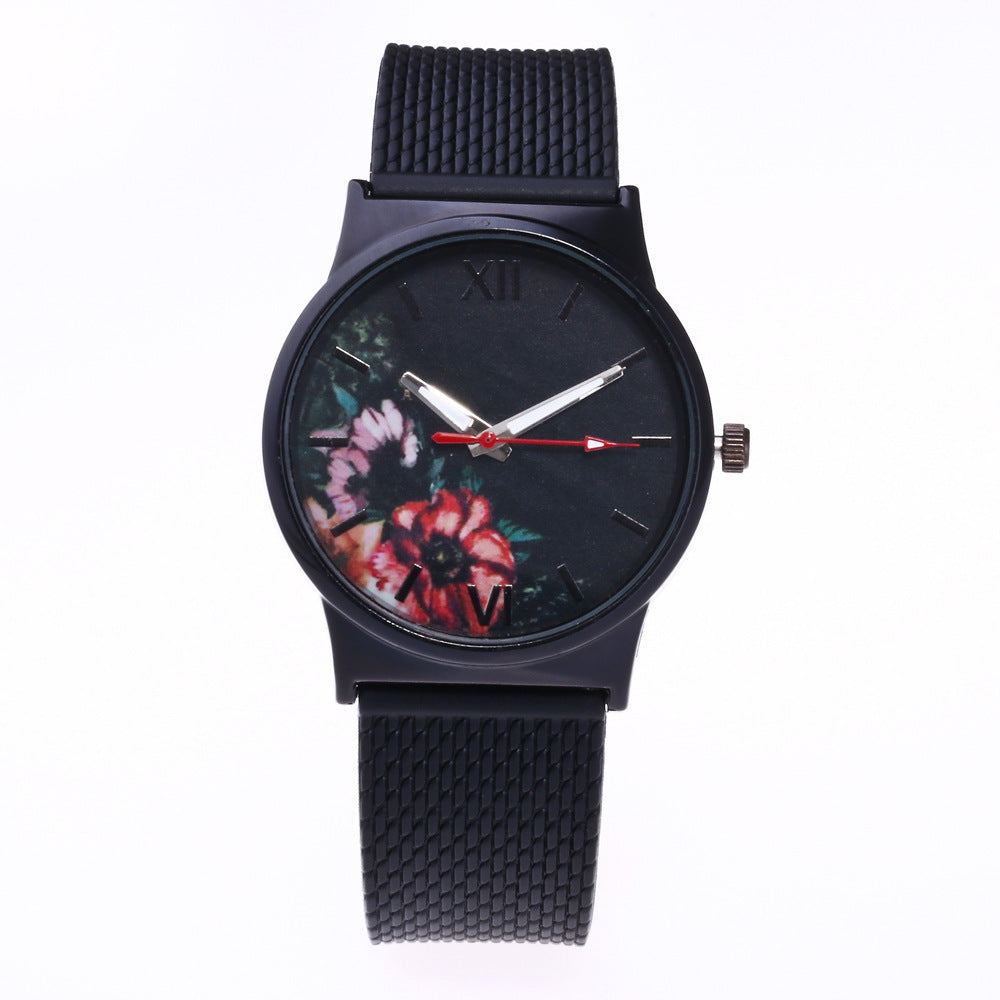 Men's And Women's Silicone Mesh Floral Watch ShoppingLifes.com