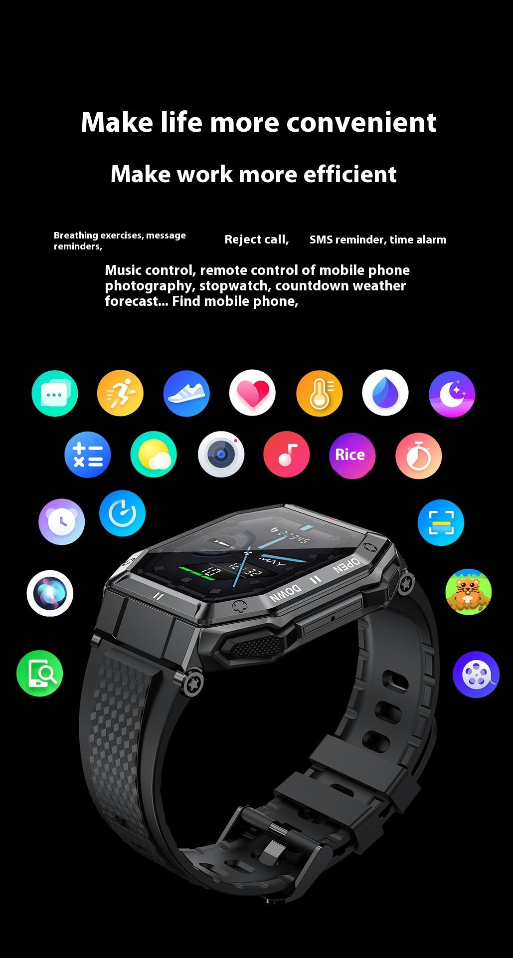 K55 Smart Watch Bluetooth Calling Sports Heart Rate Blood Pressure Monitoring ShoppingLife.site
